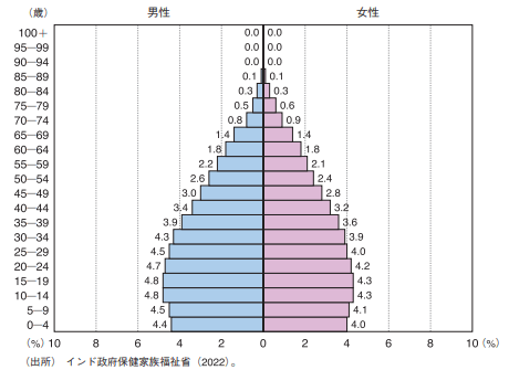 インドの年齢層別の人口比率