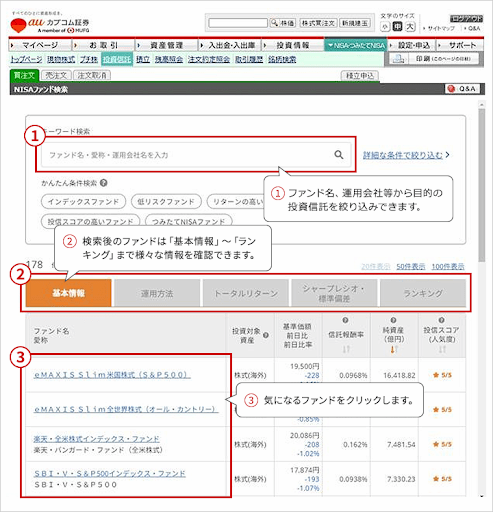 ファンドを検索して「積立」をクリック