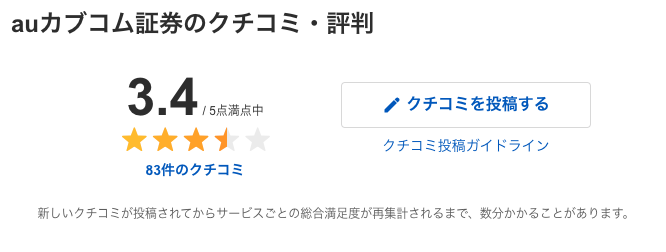 Yahoo!ファイナンス auカブコム証券のクチコミ・評判